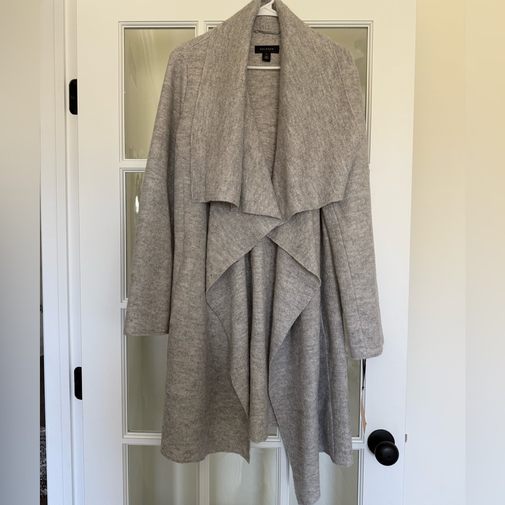 Halogen Light Gray Draped Sweater Coat